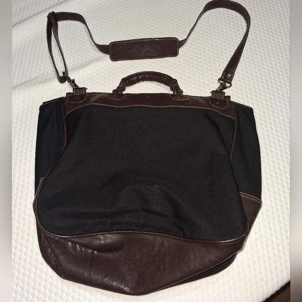 PS Brown and Black Faux Leather Crossbody Messenger Bag In Great Con